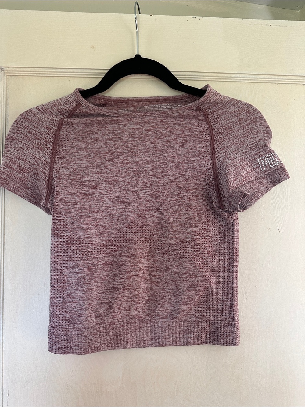 PINK Victoria's Secret Heathered Mauve Short Sleeve workout Tshirt